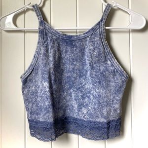Colsie tank — lace trim and denim wash